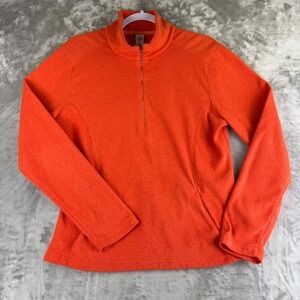 Prana‎ Breathe Quarter Zip Fleece Pullover Top Women's XL Coral Orange (1364)